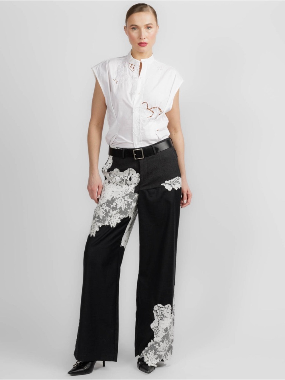 1/OFF PARIS (RE)MADE The Pantalon X Lace Designer Upcycled Size Large VGUC